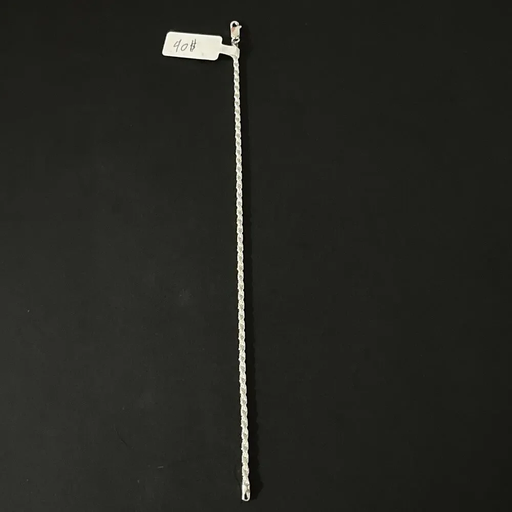 Esclava De Plata 925 Con Diseño Rope,925 Silver Bracelet With Rope Design - 7 In